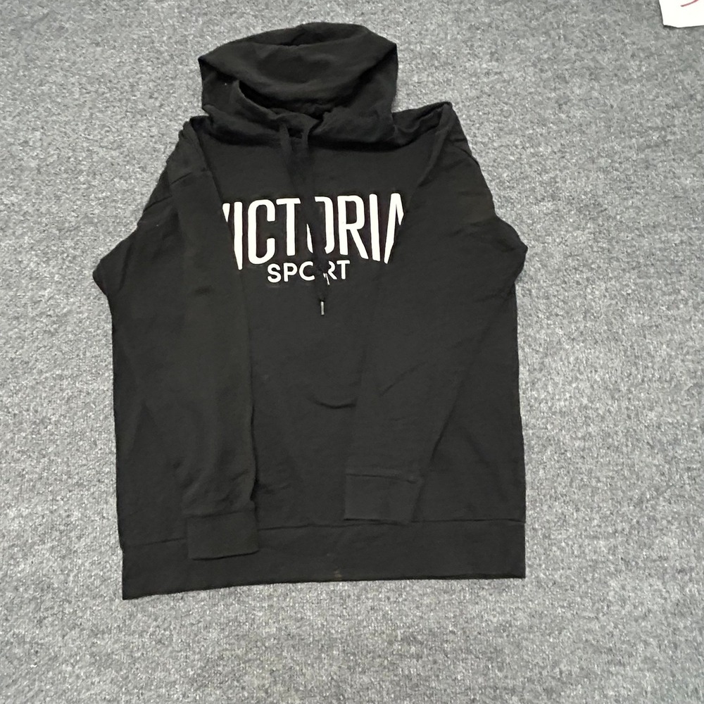 Victoria Sport Hoodie Womens Size M Black Graphic Logo Long Sleeve Pullover